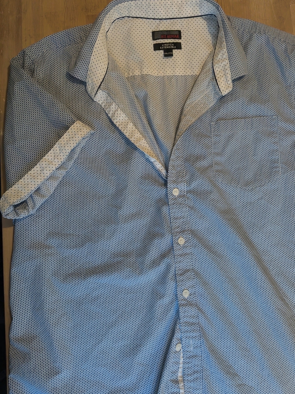 IKE BEHAR Light Blue Microdot Short Sleeve Dress Shirt